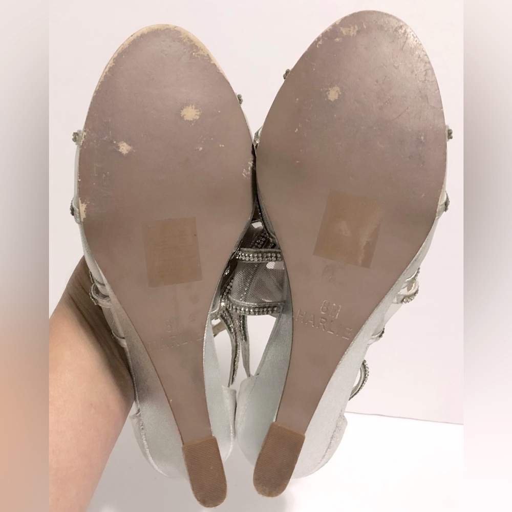 Silver Rhinestone Strappy Wedge Sandal - Women - Picture 14 of 15